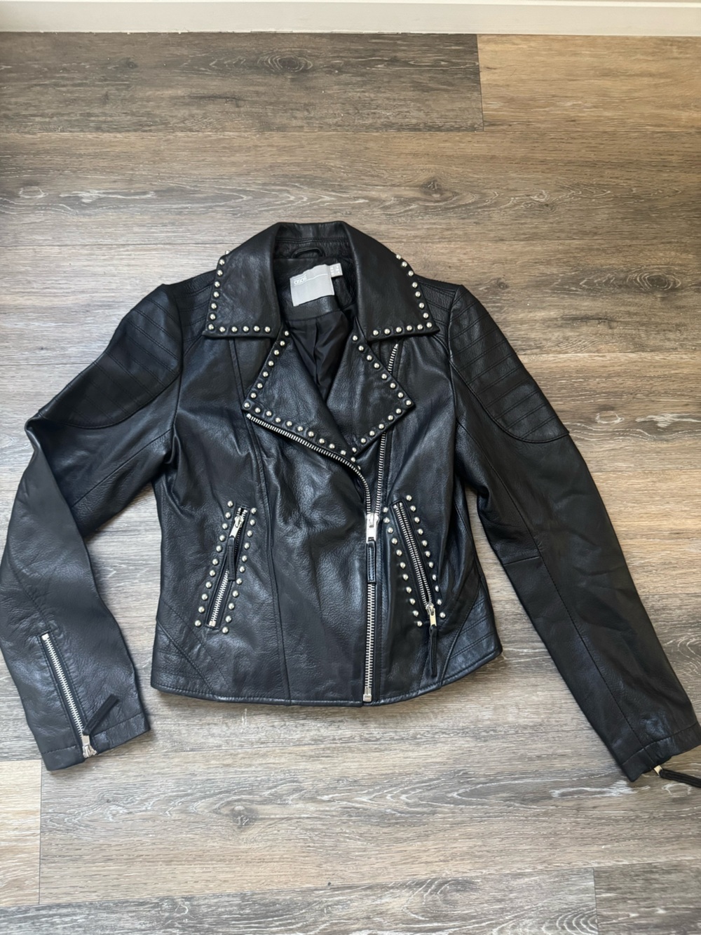 ASOS Black Studded Leather Moto Jacket